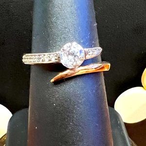 10k rose gold and created white sapphire ring